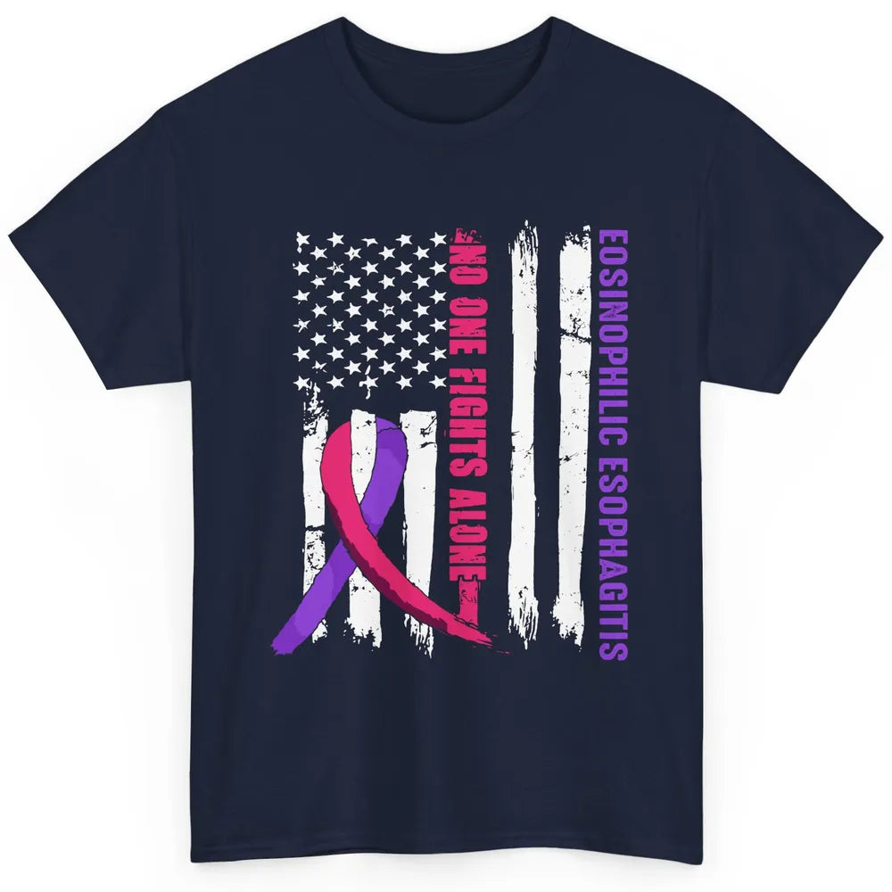 Eosinophilic Esophagitis Ribbon US Flag No One Fight Alone Classic Unisex T-Shirt