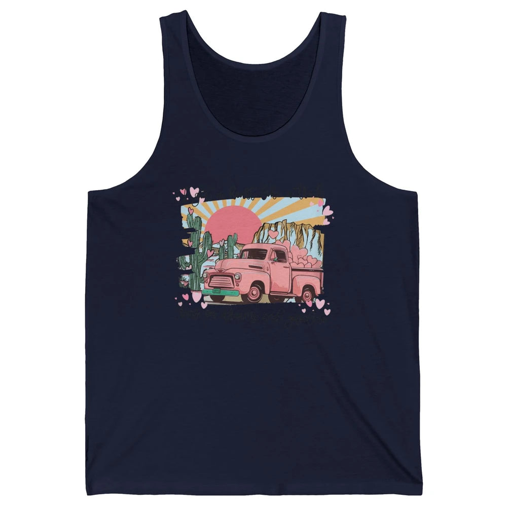 Western Sunset Cowgirl I Got Heart Like Truck Rodeo Cactus Unisex Jersey Tank