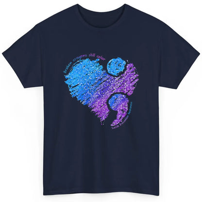 Semicolon Turquoise Blue Ribbon Heart Suicide Prevention Classic Unisex T-Shirt