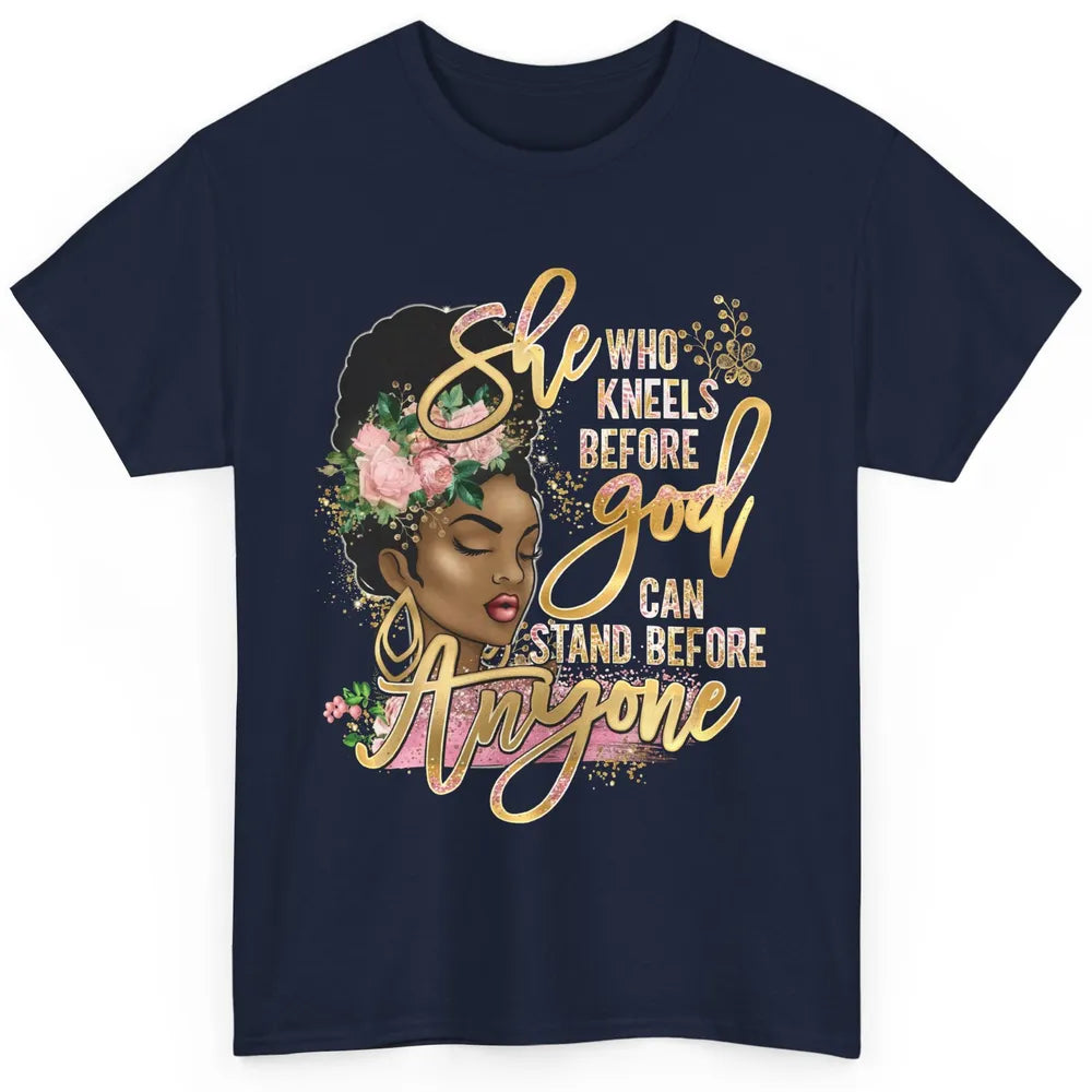 Black Girl She Who Kneels Before God Christian Afro Women Classic Unisex T-Shirt