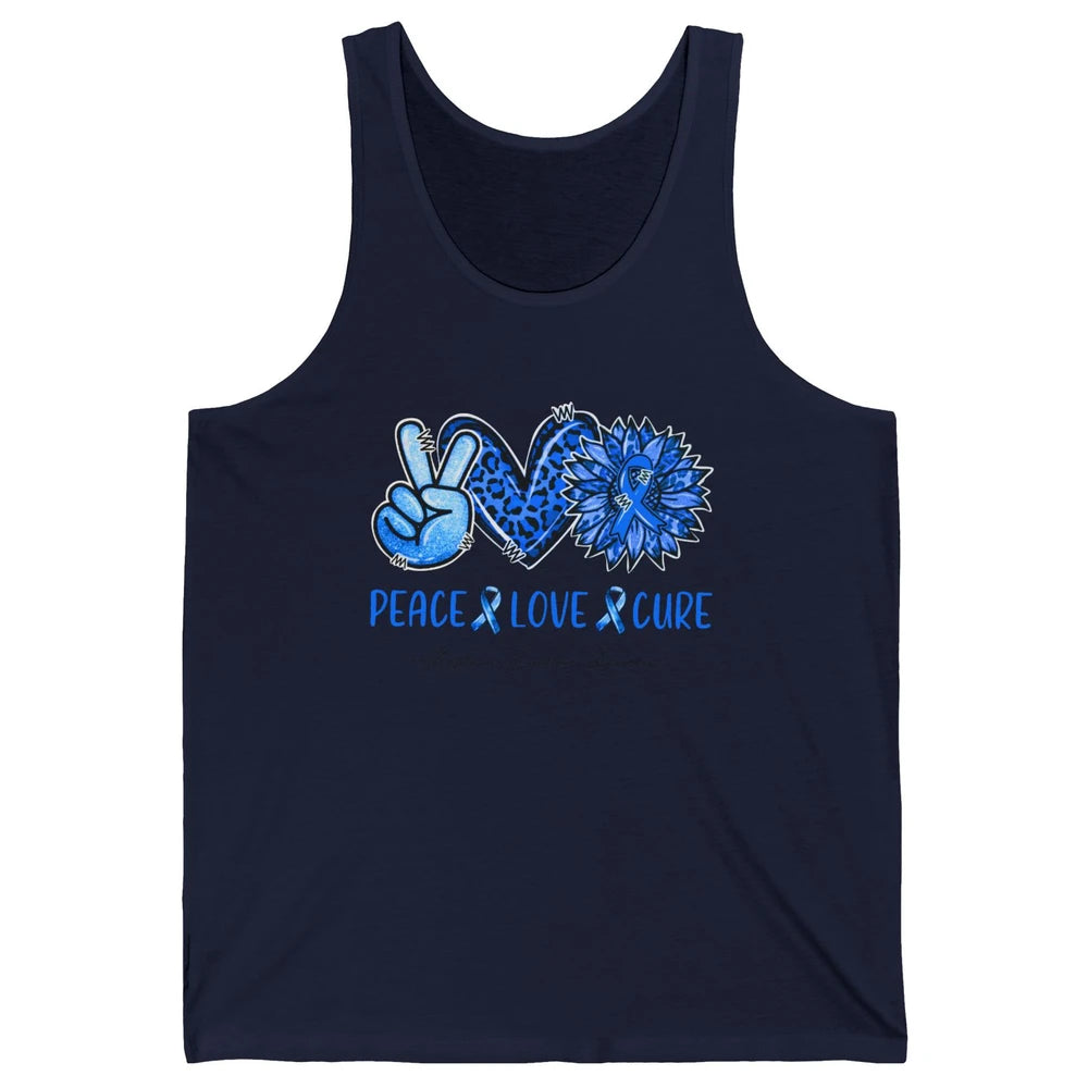 Angelman's Syndrome Blue Ribbon Peace Love Cure Sunflower Unisex Jersey Tank