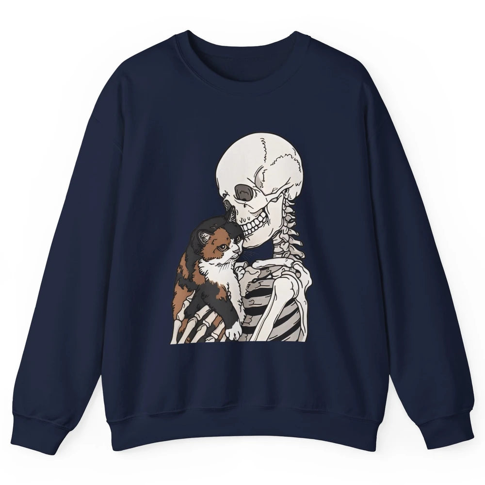 Cat And Skeleton Best Friends Of Cats Funny Cat Lovers Gift Unisex Crewneck Sweatshirt