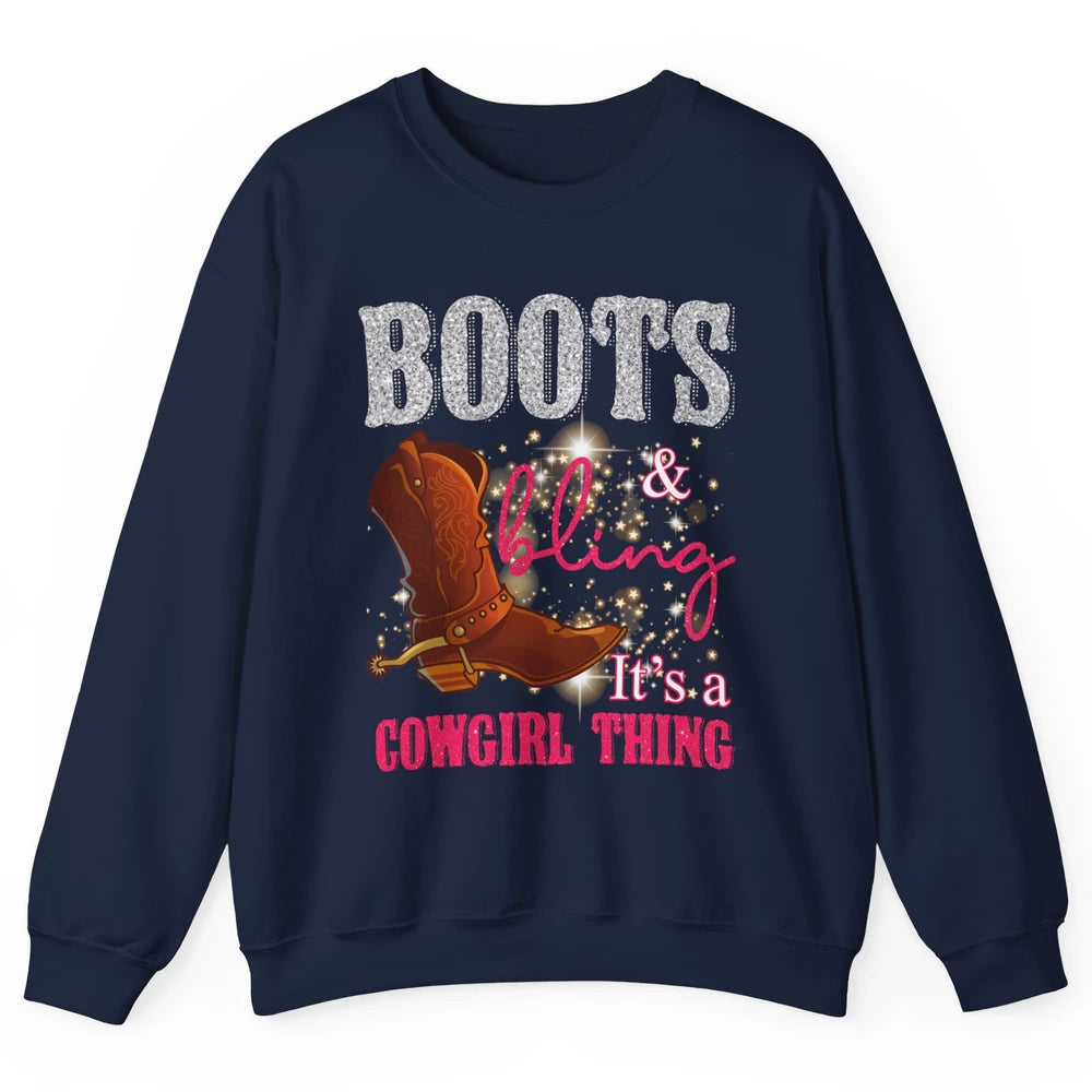 Western Country Cowgirl Thing Boots Bling Women Rodeo Cowboy Unisex Crewneck Sweatshirt