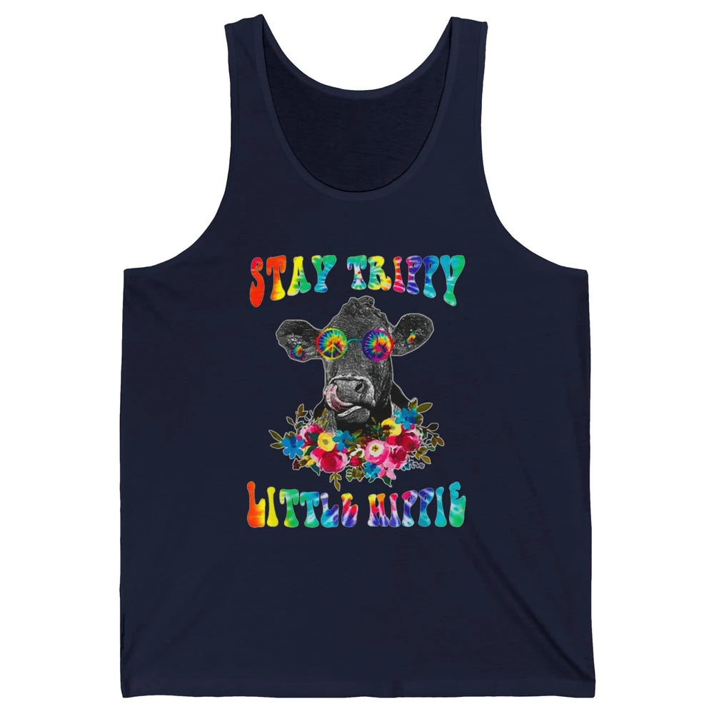 Stay Trippy Little Hippie Heifer Licking Highland Cow Peace Unisex Jersey Tank