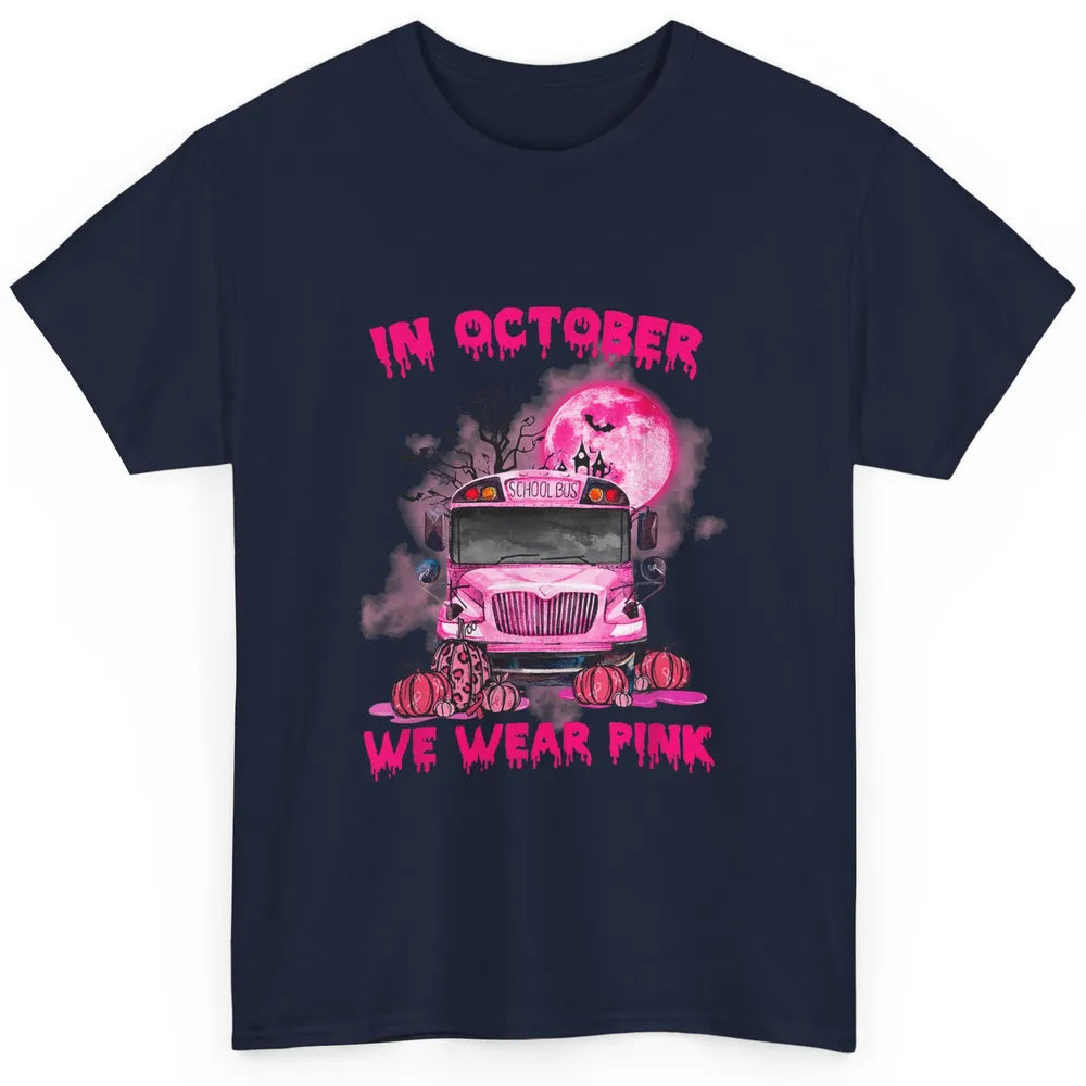 School Bus Driver Wear Pink Ribbon Breast Cancer Awareness Classic Unisex T-Shirt