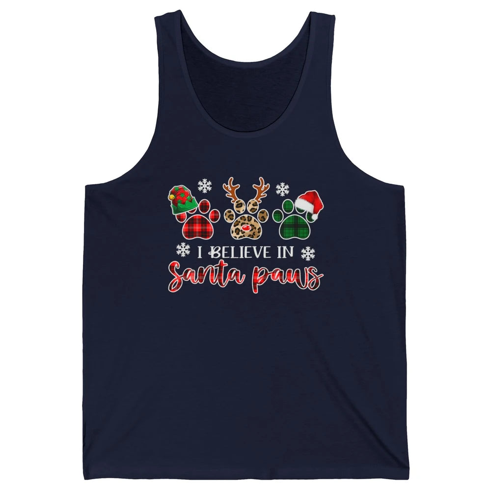 Merry Christmas Dog Paw Leopard Buffalo Plaid Xmas Santa Hat Unisex Jersey Tank