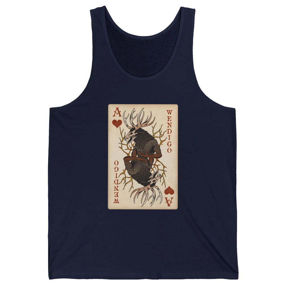 Scary Wendigo Original Cryptid Playing Card Tarot Reader Vintage Halloween Goth Unisex Jersey Tank