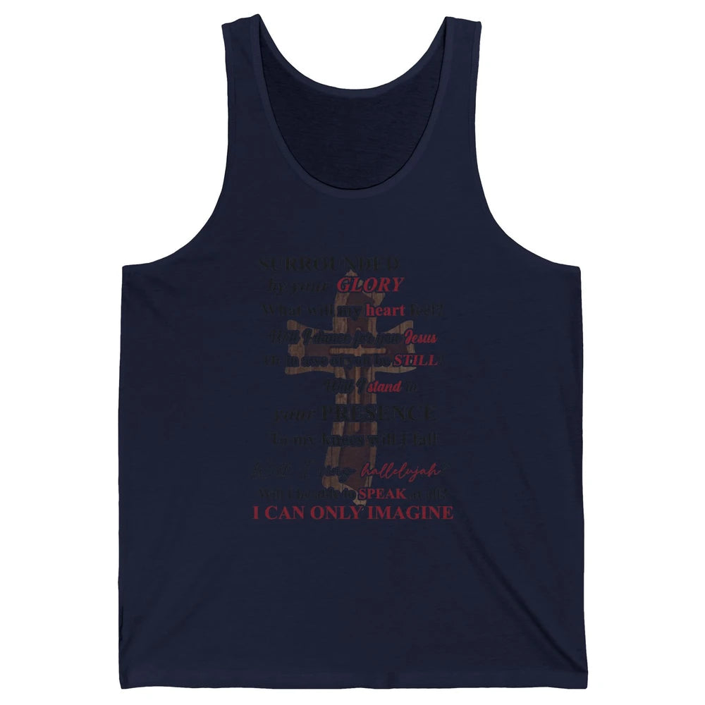 Wooded Jesus Cross Faith I Can Imagine Christian Religious Unisex Jersey Tank