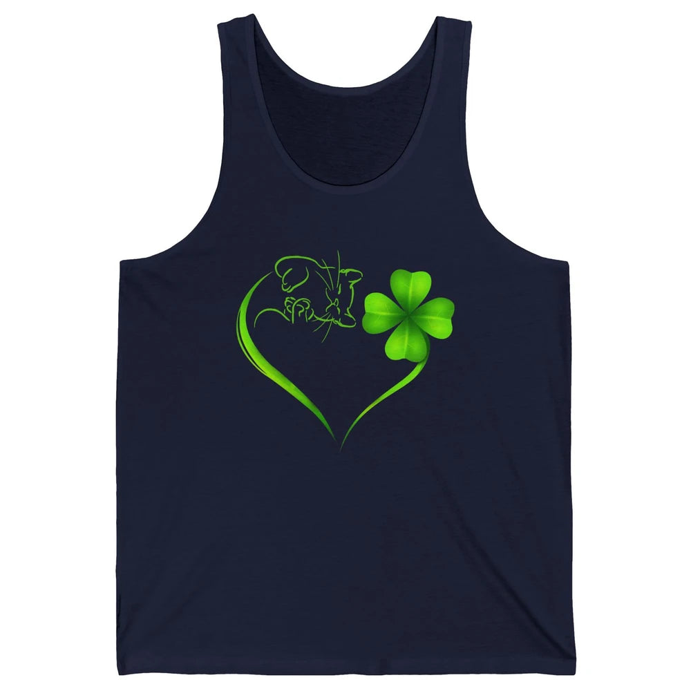 St Patricks Day Cat Shamrock Heart Go Lucky St Paddy Day Unisex Jersey Tank