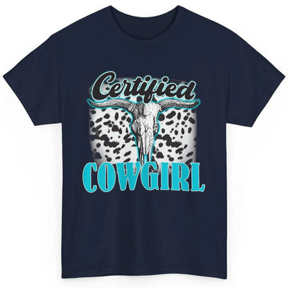 Bull Skull Turquoise Leopard Certified Cowgirl Western Girls Classic Unisex T-Shirt