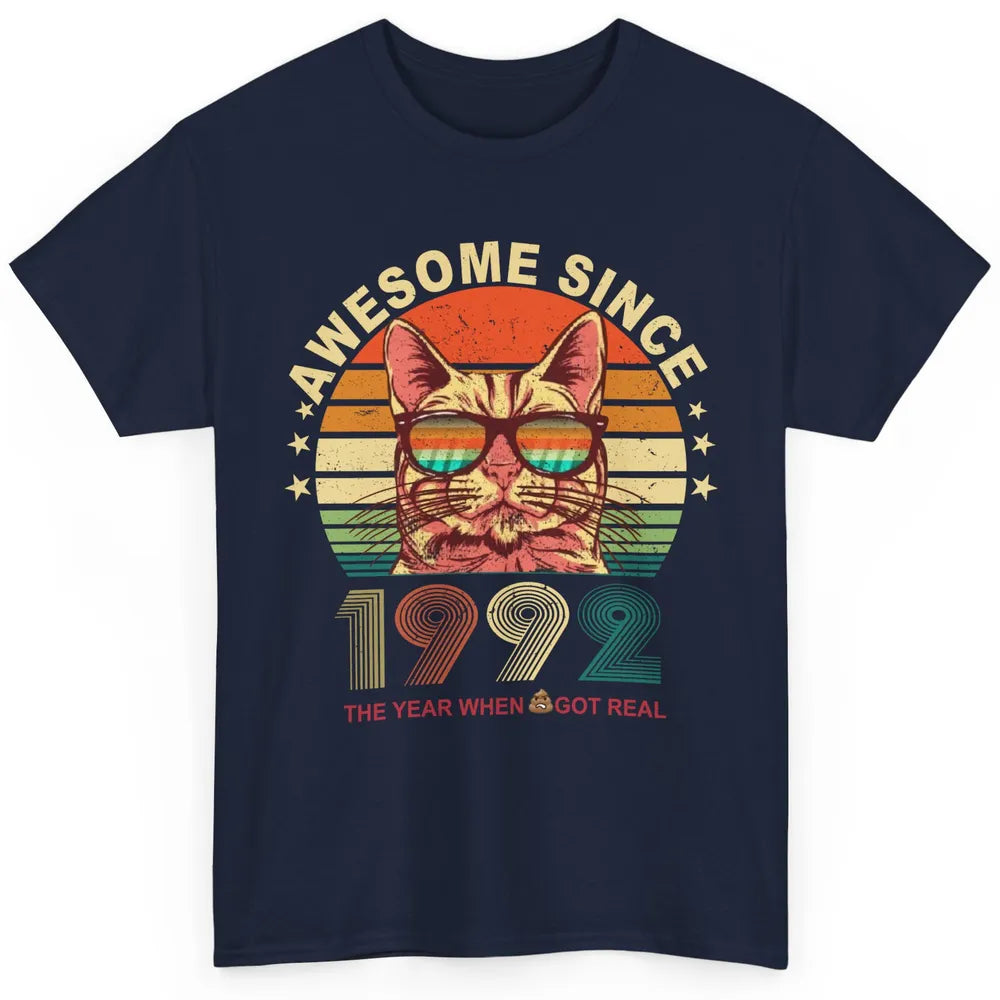 Vintage Cat Glasses Awesome Since 1992 30th Birthday Gift Classic Unisex T-Shirt