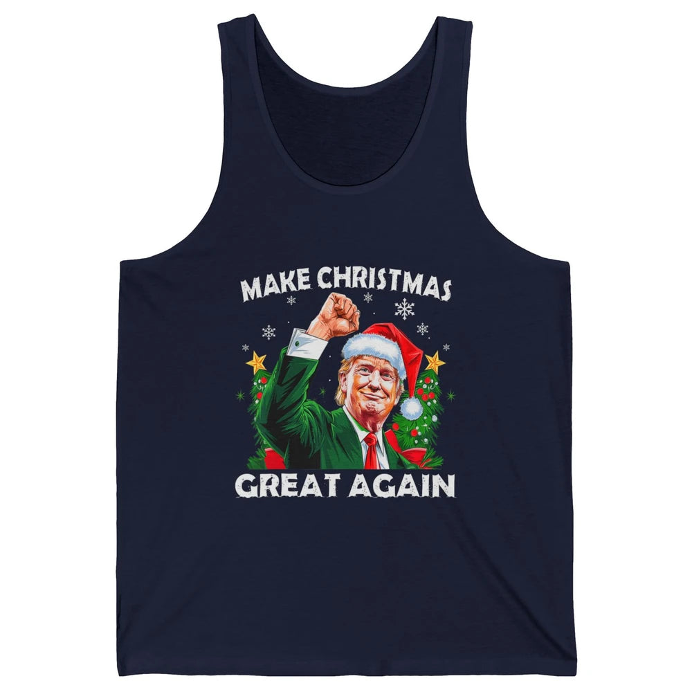 Make Christmas Great Again Funny Santa Trump Political Donald Trump Republican President Xmas Unisex Jersey Tank