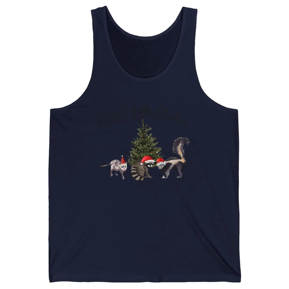 Funny Santa's Little Stinkers Christmas Raccoon Opossum Unisex Jersey Tank