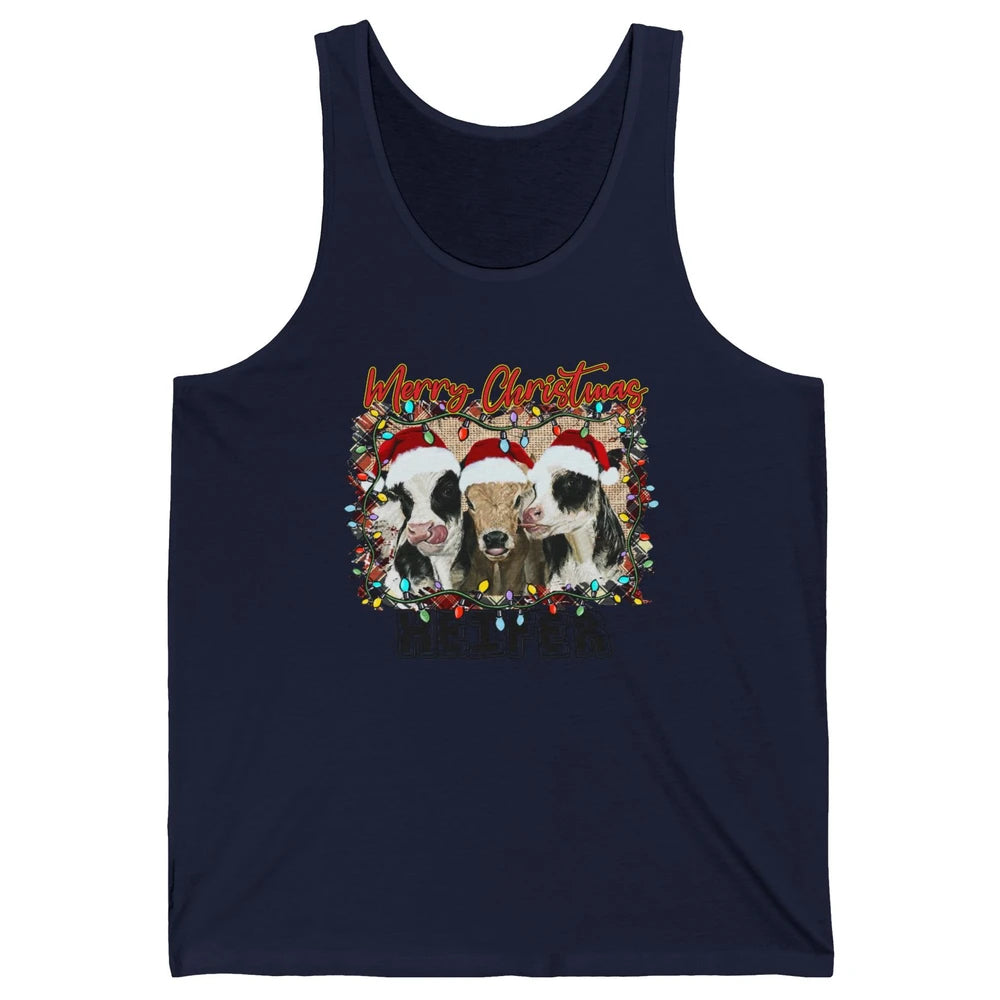 Funny Cow Merry Christmas Hanging With My Heifer Farmer Gift Unisex Jersey Tank