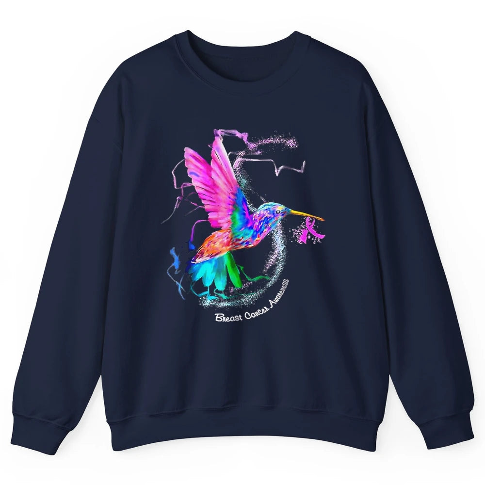 Breast Cancer Awareness Hummingbird Sunflower Pink Ribbon Unisex Crewneck Sweatshirt