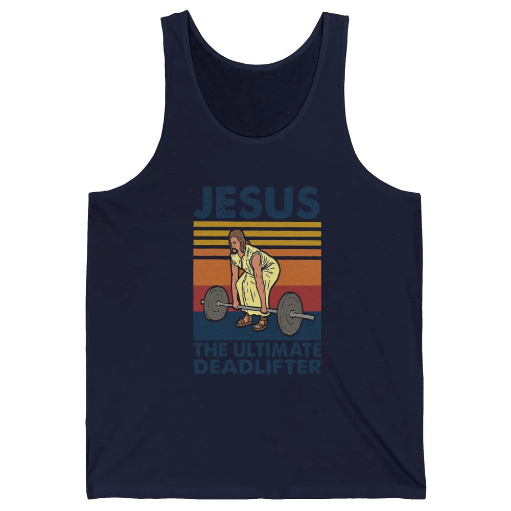 Vintage Jesus The Ultimate Deadlifter Gym Christian Faith Unisex Jersey Tank