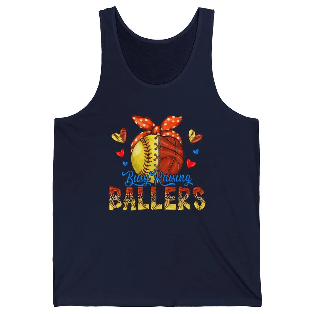 Busy Raising Ballers Softball And Basketball Mom Leopard Unisex Jersey Tank