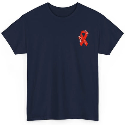 Von Willebrand Disease Awareness VWD Floral Red Ribbon Classic Unisex T-Shirt