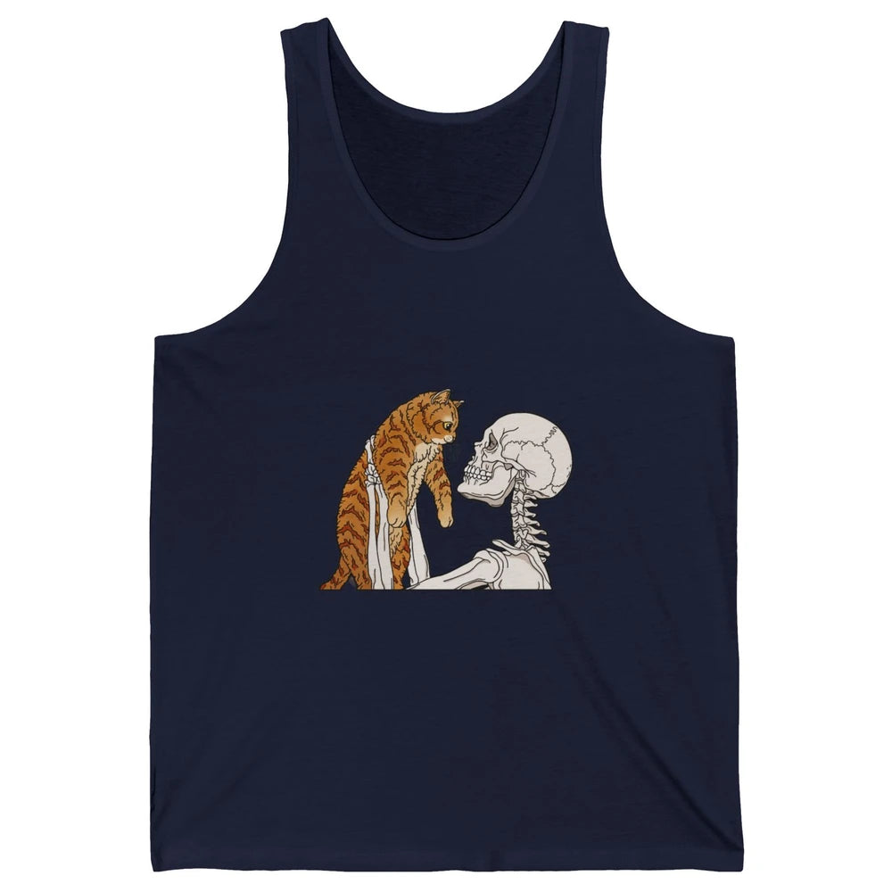 Cat And Skeleton Best Friends Of Cat Funny Orange Cat Kitten Unisex Jersey Tank