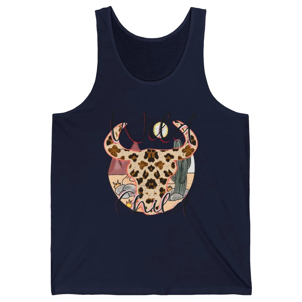 Boho Bull Skull Wild Child Desert Cactus Western Country Unisex Jersey Tank