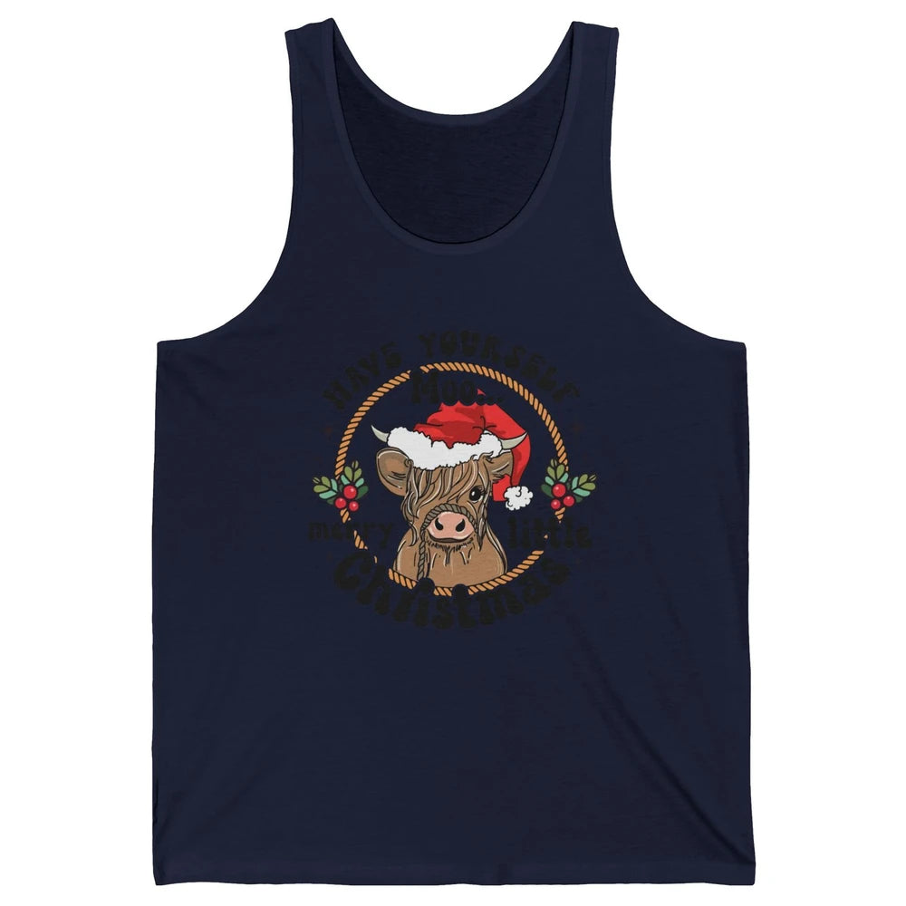 Have Yourself Merry Little Christmas Cow Santa Hat Xmas Gift Unisex Jersey Tank