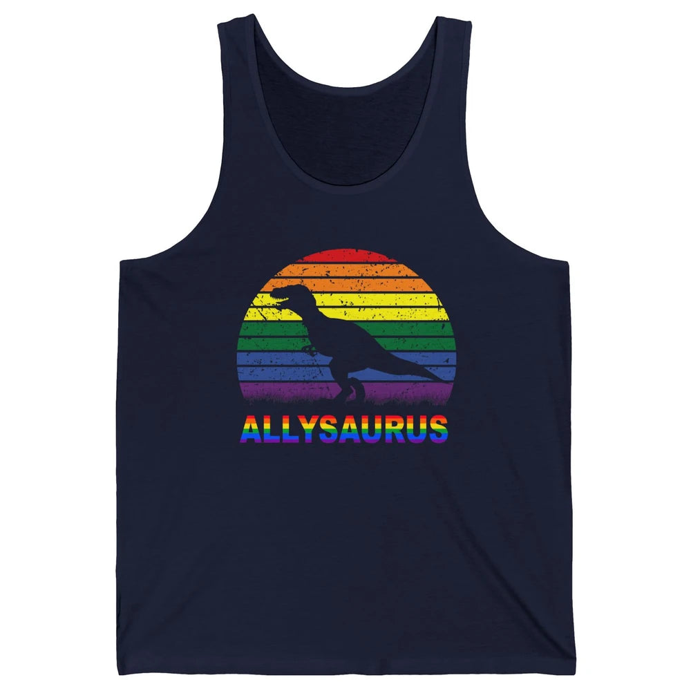 Vintage Allysaurus T-rex Dinosaur LGBT Gay Pride Month Unisex Jersey Tank