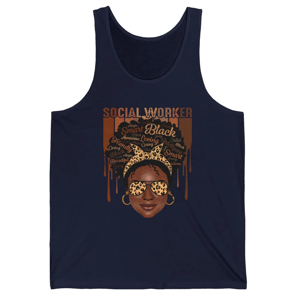 Social Worker Afro Messy Bun African American Social Work Unisex Jersey Tank