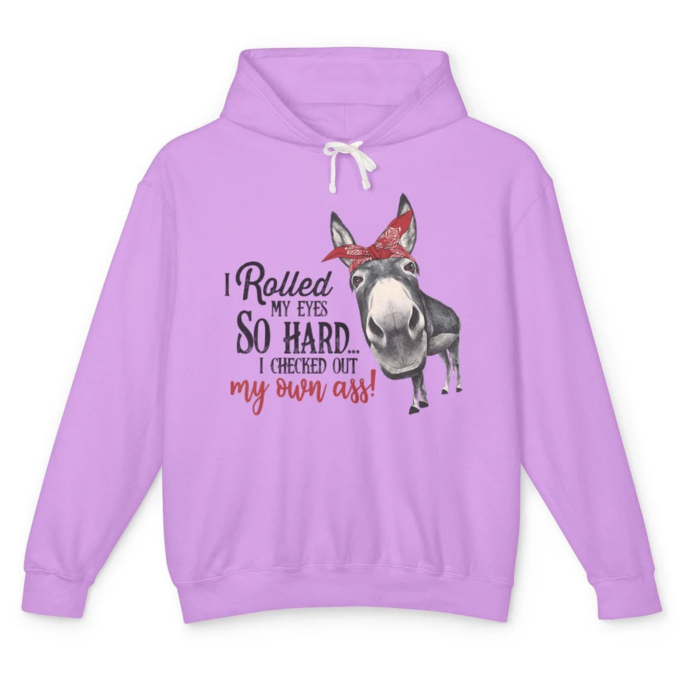 Funny Donkey Mom I Rolled My Eyes Farming Life Farm Animal Unisex Lightweight Hoodie