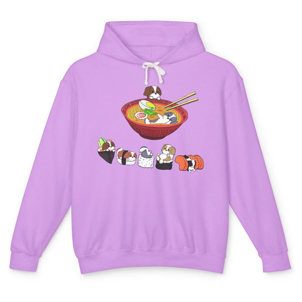 Funny Shih Tzu Sushi Ramen Bowl Cute Japanese Kawaii Dog Unisex Lightweight Hoodie