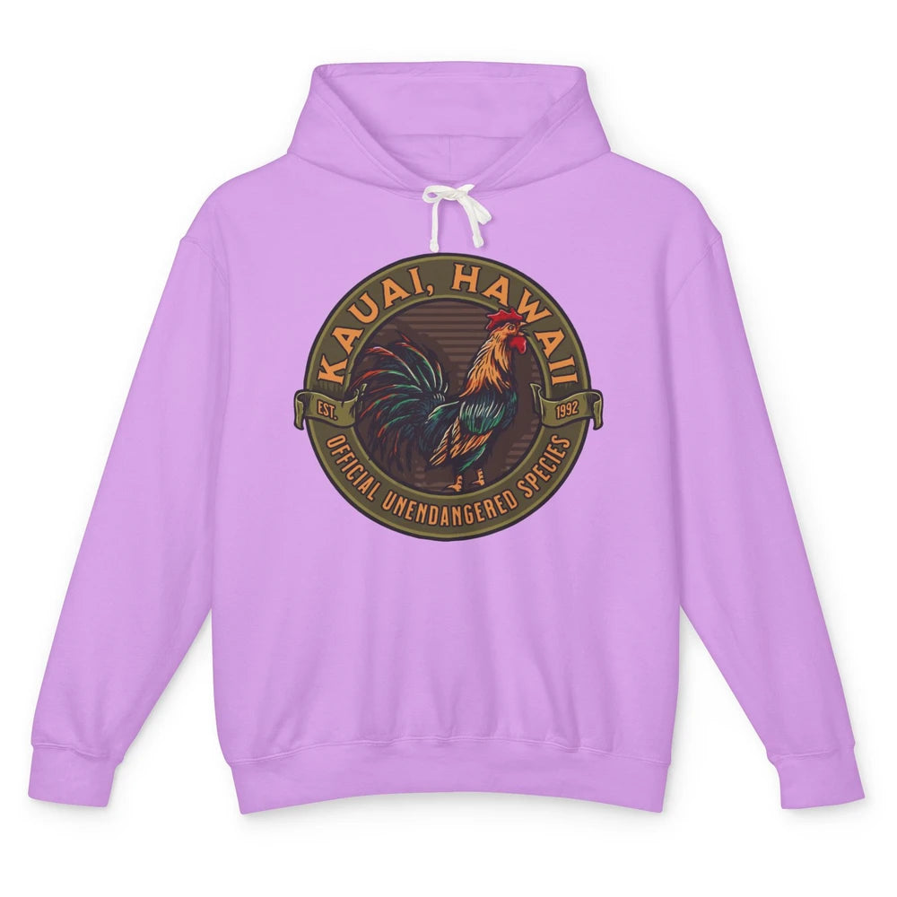 Funny Chicken Rooster Kauai Hawaii Unendangered Species Unisex Lightweight Hoodie