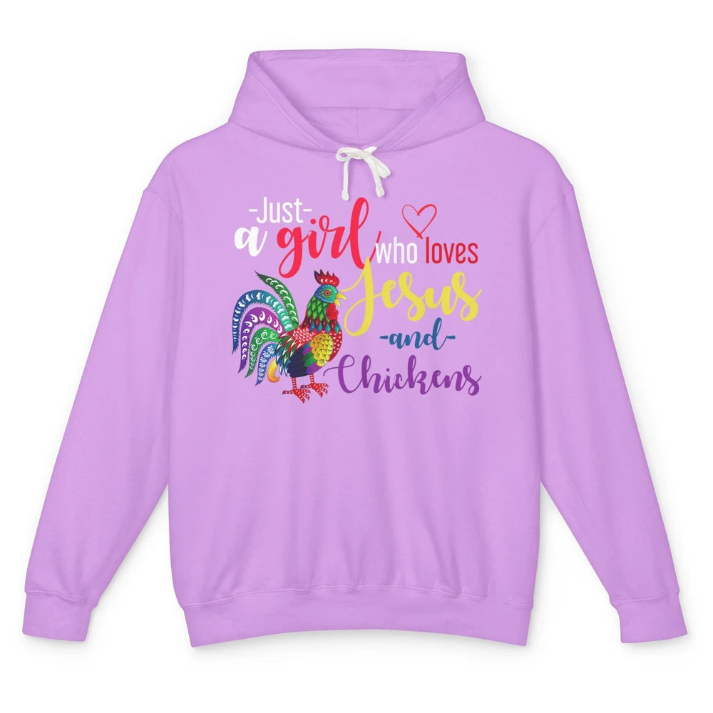 Just A Girl Loves Christian Chicken Farmer Jesus Christ God Unisex Lightweight Hoodie