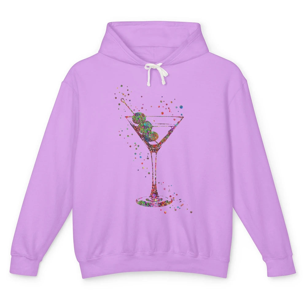 Watercolor Glass Of Martini Cocktails Wine Shot Alcoholic Unisex Lightweight Hoodie