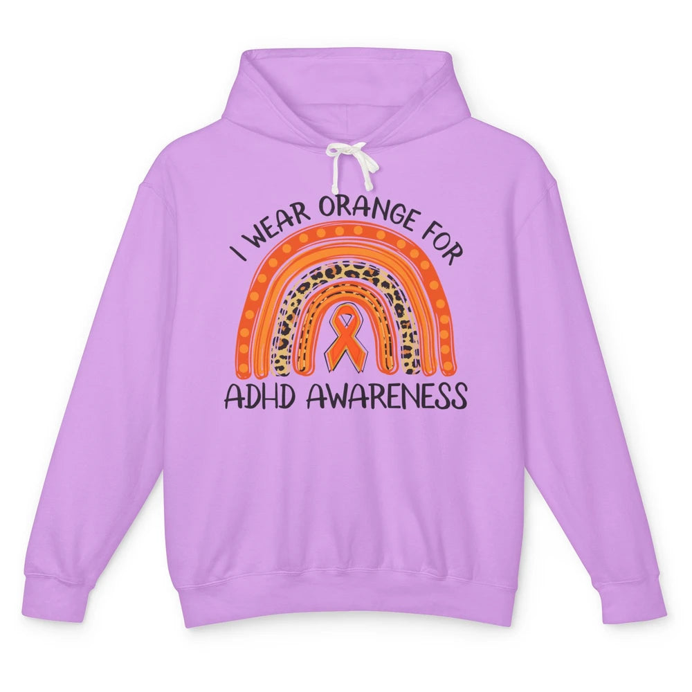 ADHD Awareness Month I Wear Orange For ADHD Rainbow Ribbon Unisex Lightweight Hoodie