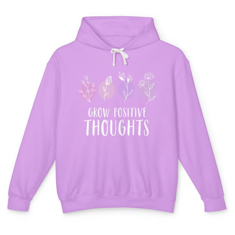 Retro Grow Positive Thoughts Vintage Wildflowers Happy Mind Unisex Lightweight Hoodie