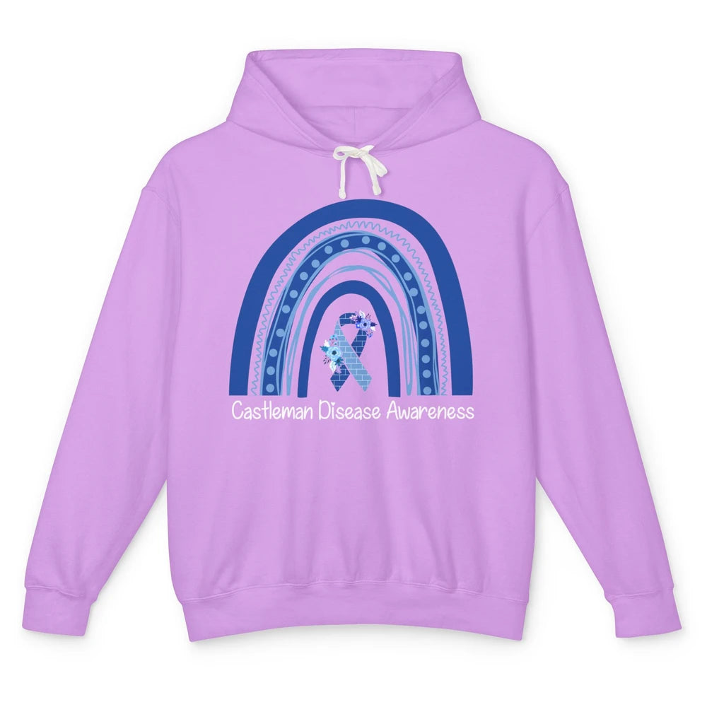 Castleman Disease Awareness Floral Blue Ribbon Rare Disease Unisex Lightweight Hoodie