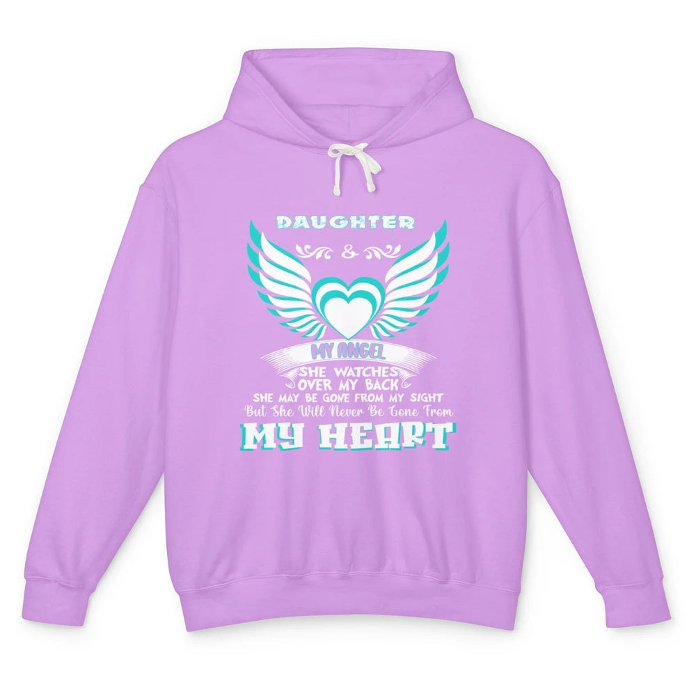 Angel Guardian She Watch Over My Back My Daughter In Heaven Unisex Lightweight Hoodie