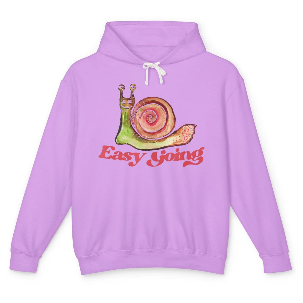 Funny Watercolor Easy Going Snails Pun Nature Animal Snail Unisex Lightweight Hoodie