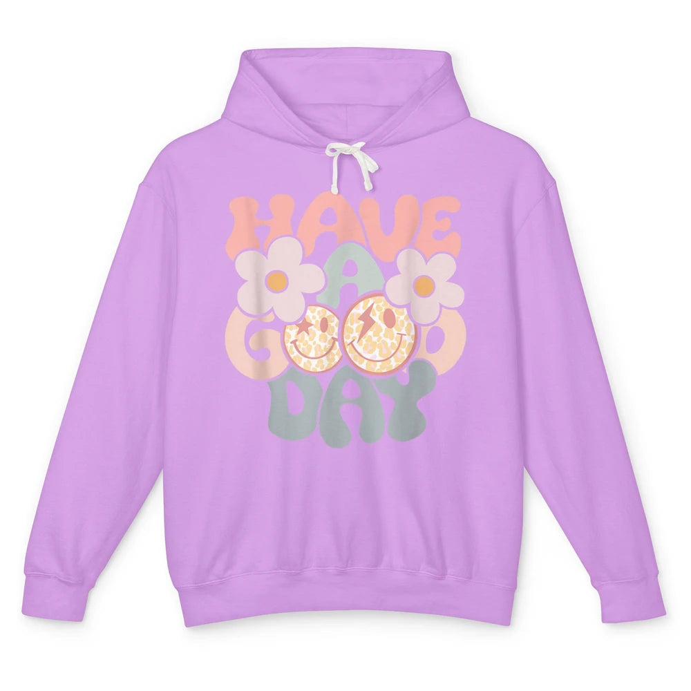 Smiling Face Daisy Have Good Day Retro Positive Motivation Unisex Lightweight Hoodie