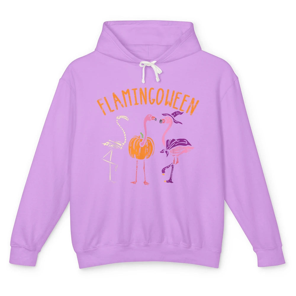 Funny Witch Flamingo Pumpkin Skeleton Halloween Spooky Boo Unisex Lightweight Hoodie