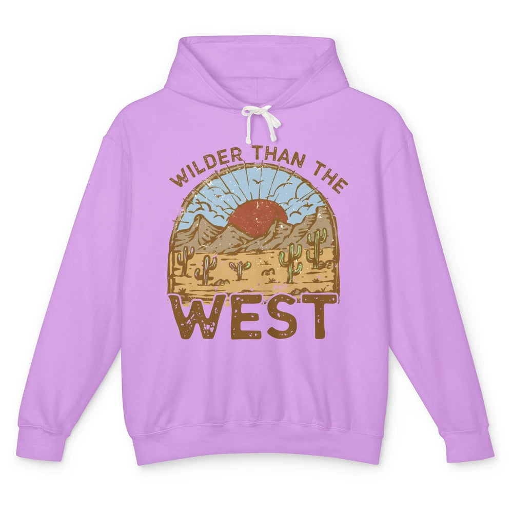 Retro Desert Sunrise Wilder Than The West Western Country Unisex Lightweight Hoodie