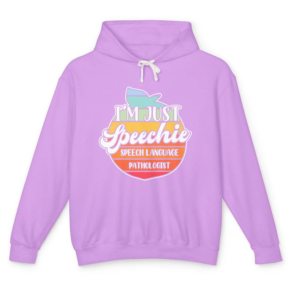 Just Speechie Peach Speech Language Pathologist Sped Retro Unisex Lightweight Hoodie