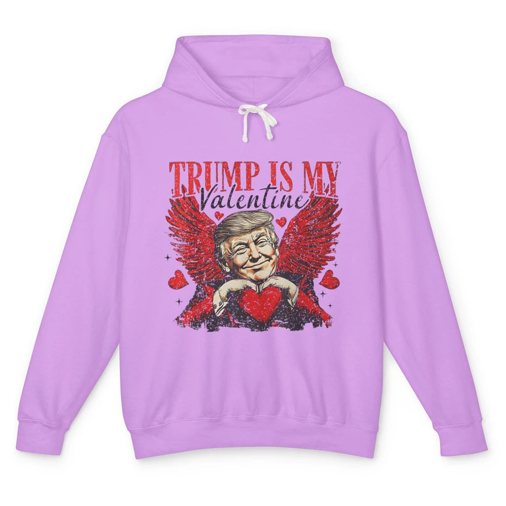 Trump Is My Valentine Funny Cupid Donald Trump Sarcastic Love President Angel Valentine's Day Unisex Lightweight Hoodie