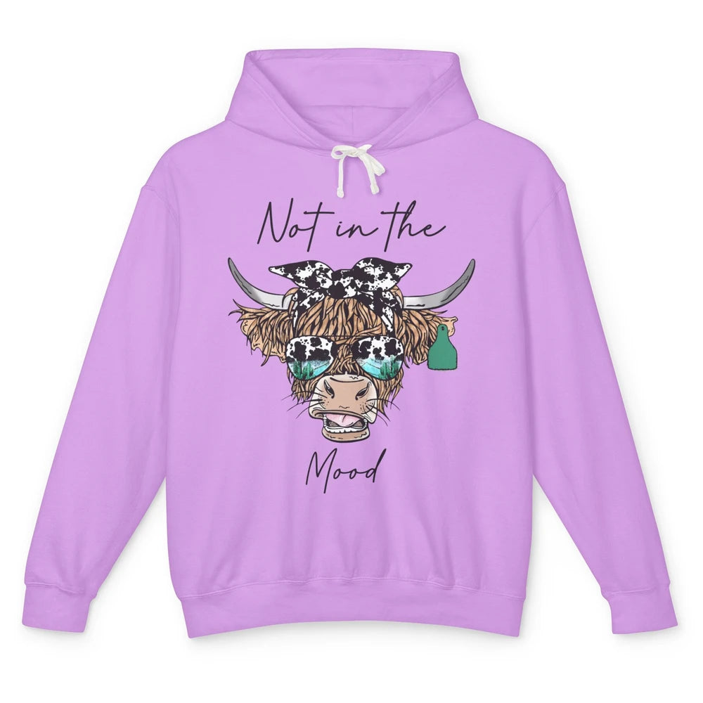 Funny Highland Cow Glasses Not In The Mood Western Country Unisex Lightweight Hoodie