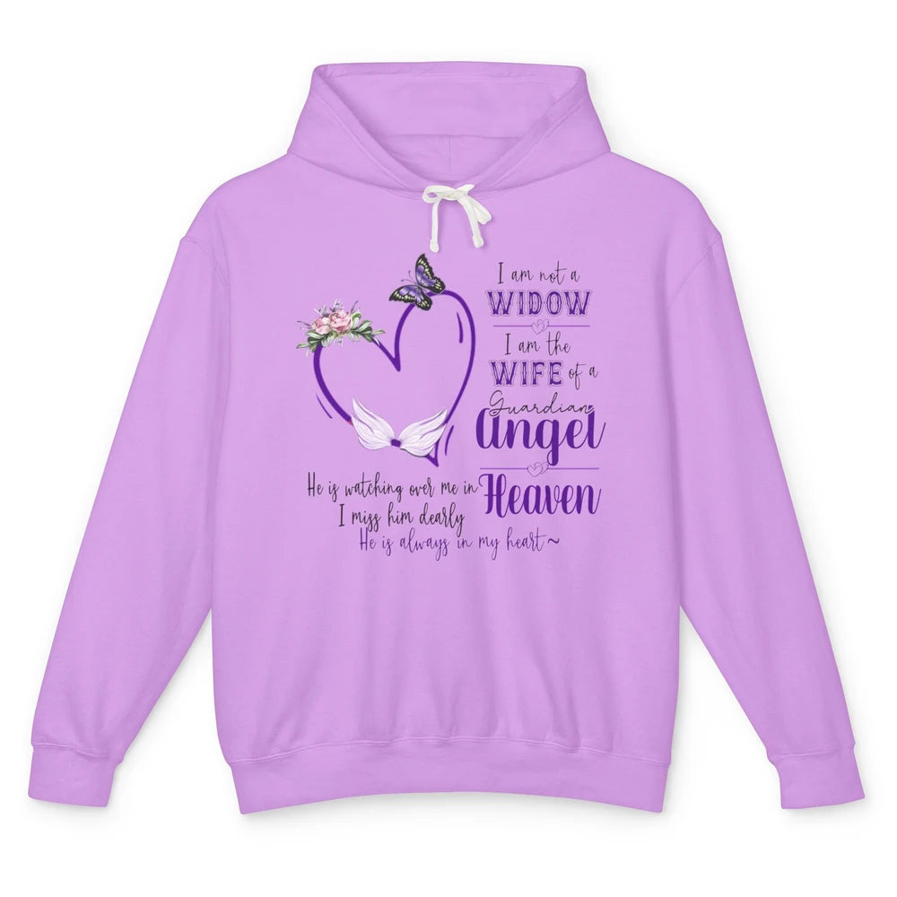 Husband In Heaven I'm Not A Widow Guardian Angel Memorial Unisex Lightweight Hoodie