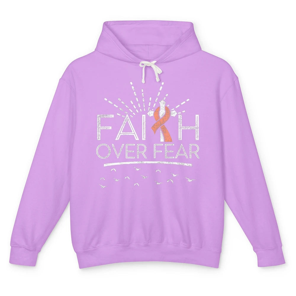 Faith Over Fear Peach Ribbon Uterine Cancer Awareness Month Unisex Lightweight Hoodie