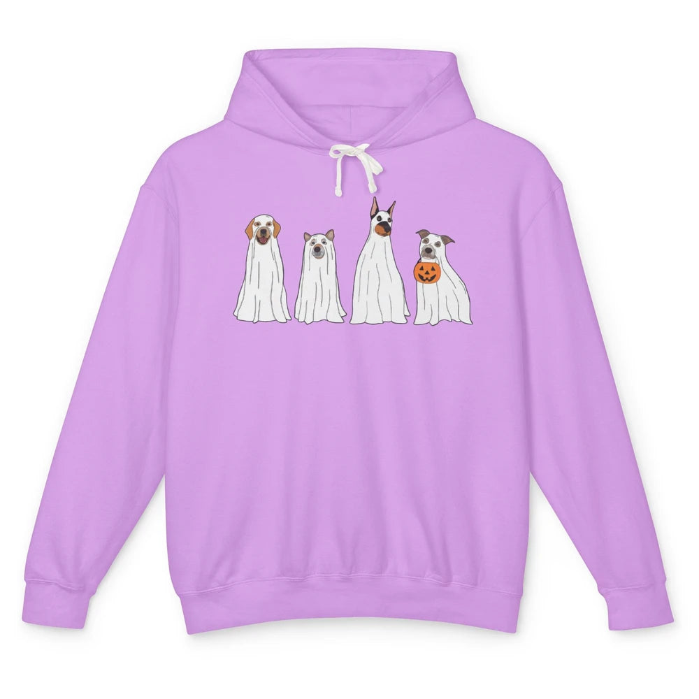 Halloween Dog Ghost Pumpkin Spooky Season Funny Dog Lovers Unisex Lightweight Hoodie