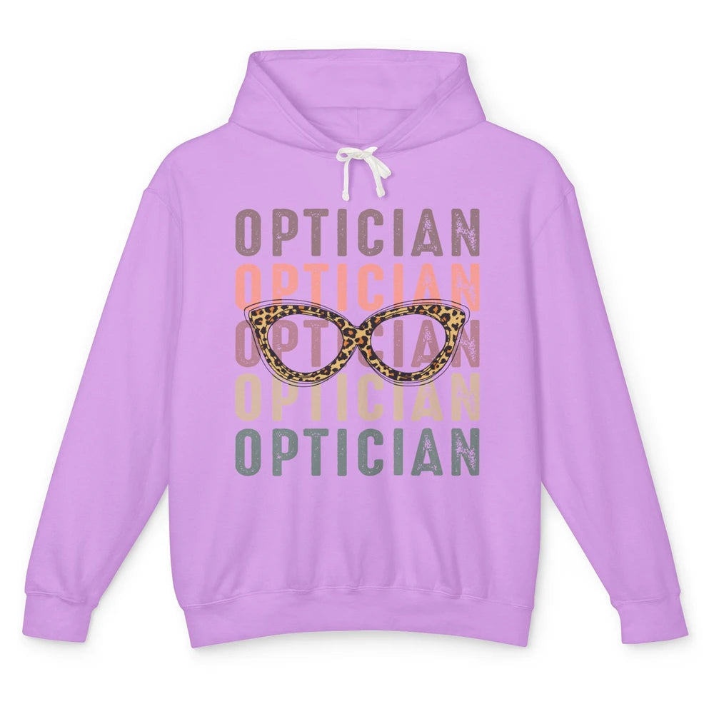 Retro Optometrist Leopard Eyeglasses Optician Ophthalmology Unisex Lightweight Hoodie