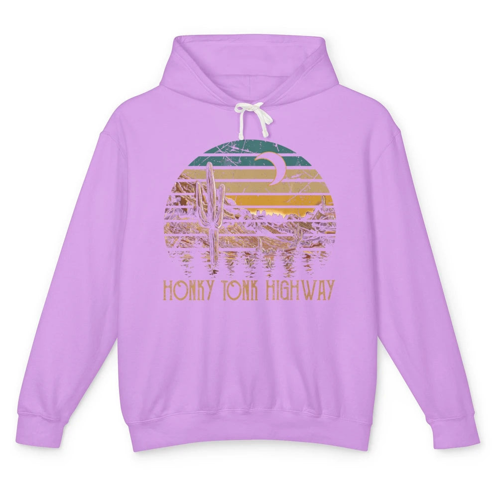 Highway Desert Cactus Desert Western Moon Music Cowboy Rodeo Unisex Lightweight Hoodie