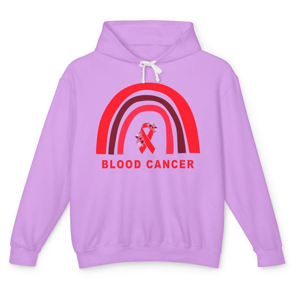 Blood Cancer Awareness Floral Red Ribbon Cute Rainbow Unisex Lightweight Hoodie