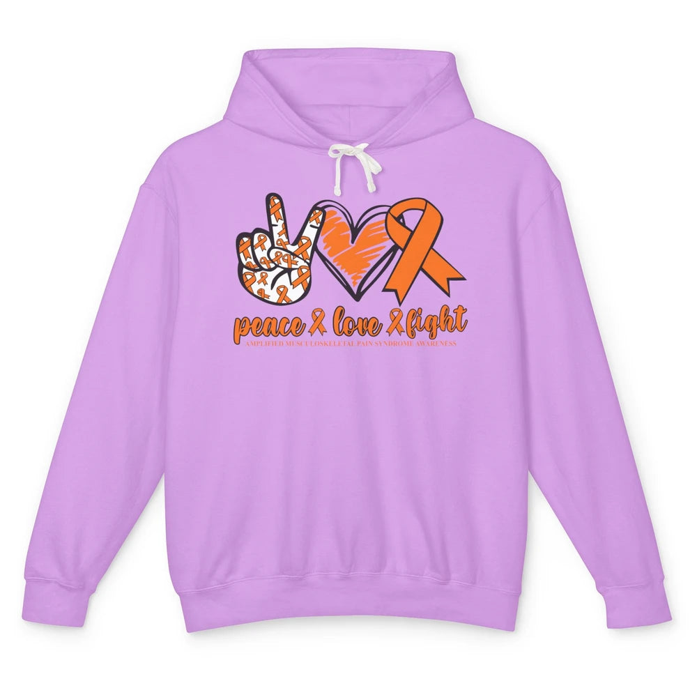 Amplified Musculoskeletal Pain Syndrome Peace Love Fight Unisex Lightweight Hoodie